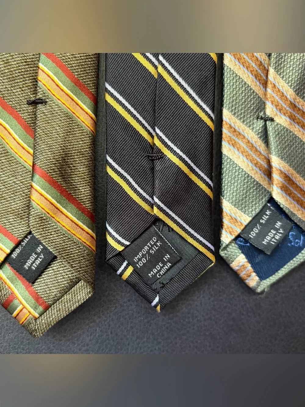 Set of 3, 100% Silk Ties, Stripe Pattern, Like New Condition!